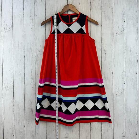 Kate Spade New York Black Red Geo Babydoll Belted Sleeveless Dress  Size XS - Picture 15 of 16